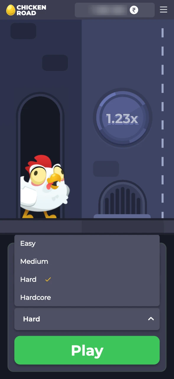 You can choose different levels in Chicken Road.