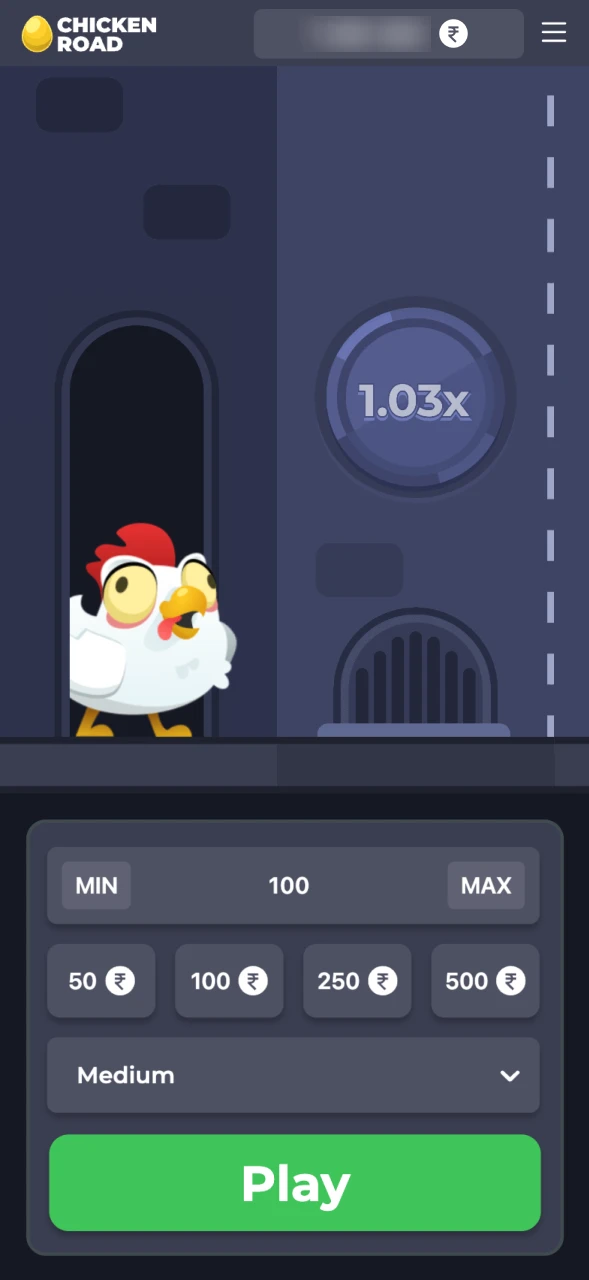 Open the Chicken Road application game.