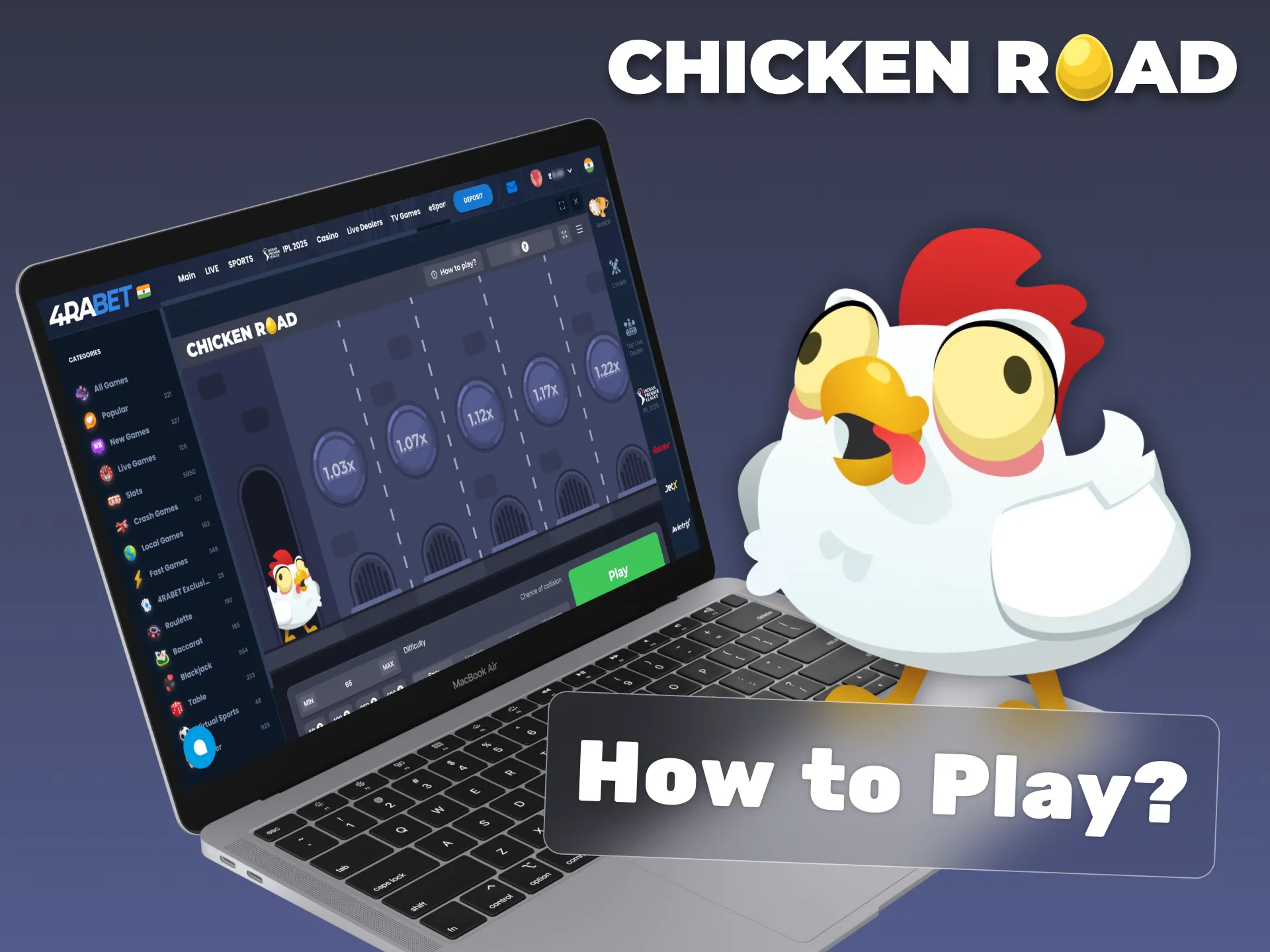 Follow the instructions to start playing Chicken Road for free.