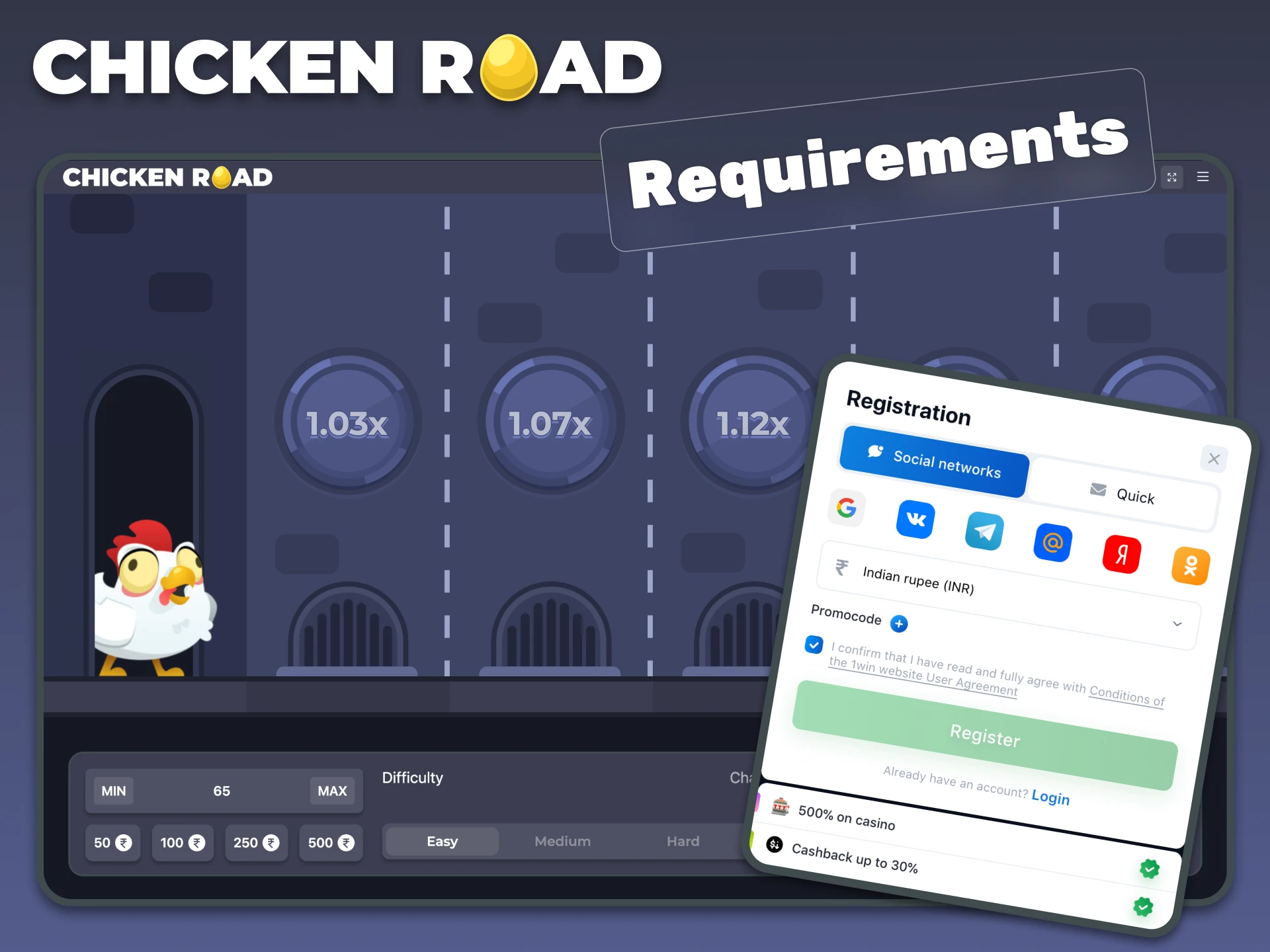 Follow the requirements of any casino website offering Chicken Road.