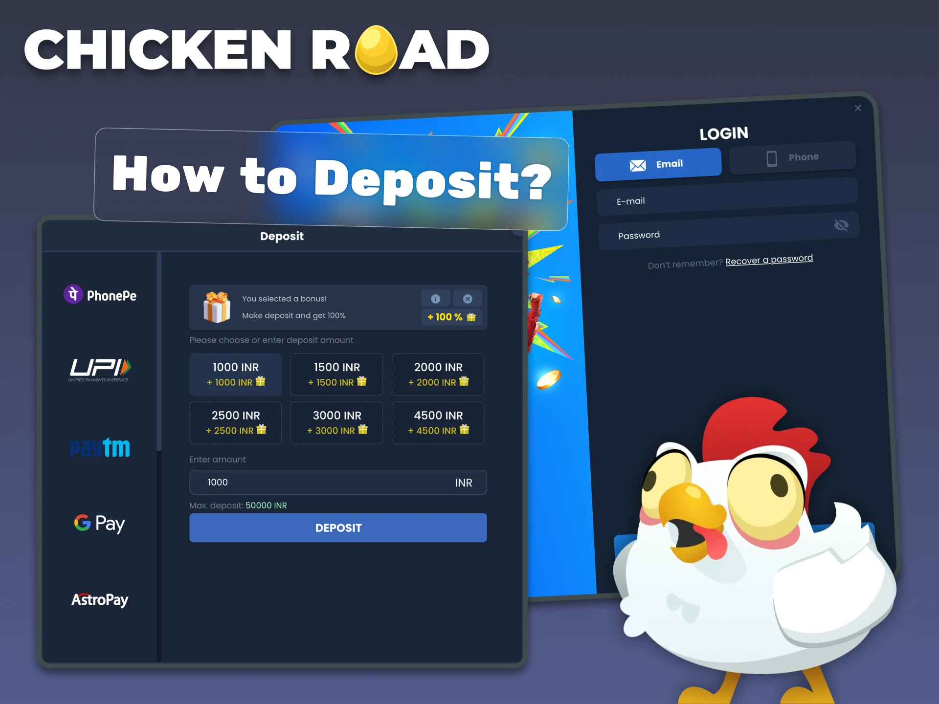 Depositing your account to play Chicken Road is a straightforward process.