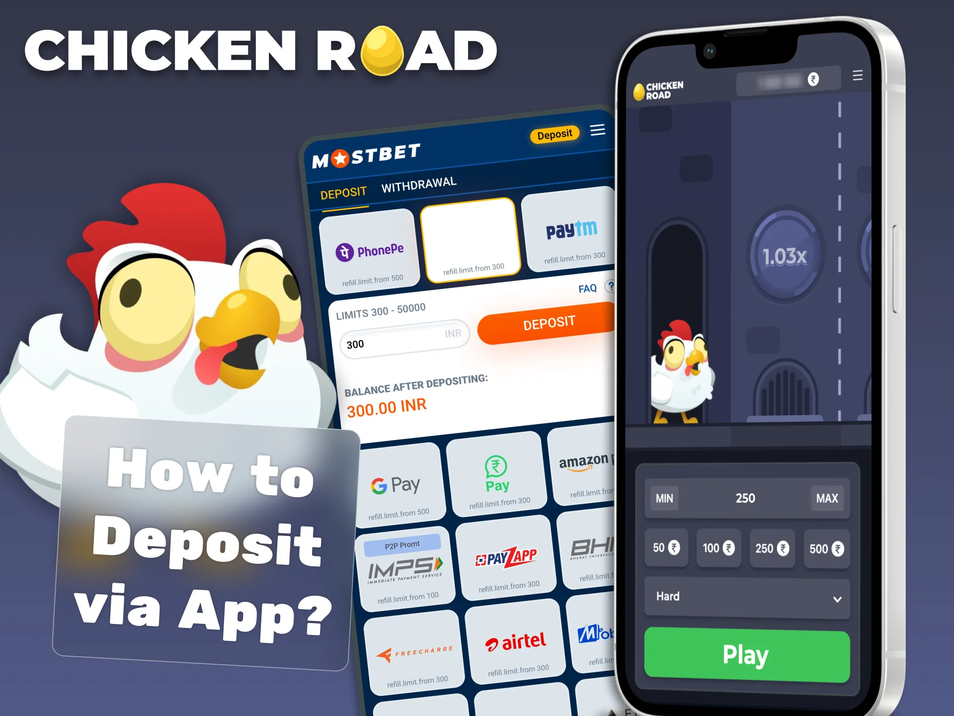 You can deposit your account to play Chicken Road game on your mobile device.
