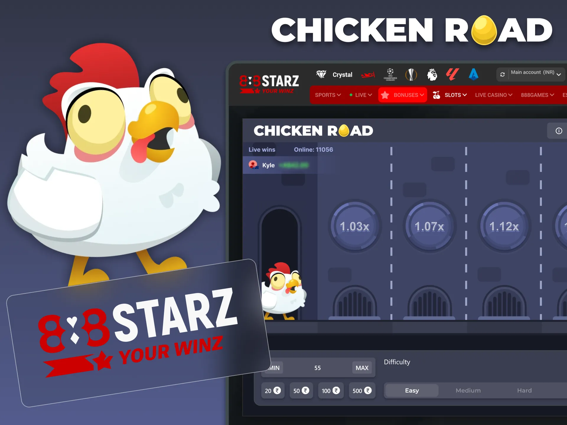 Join the fun and play Chicken Road at 888Starz.