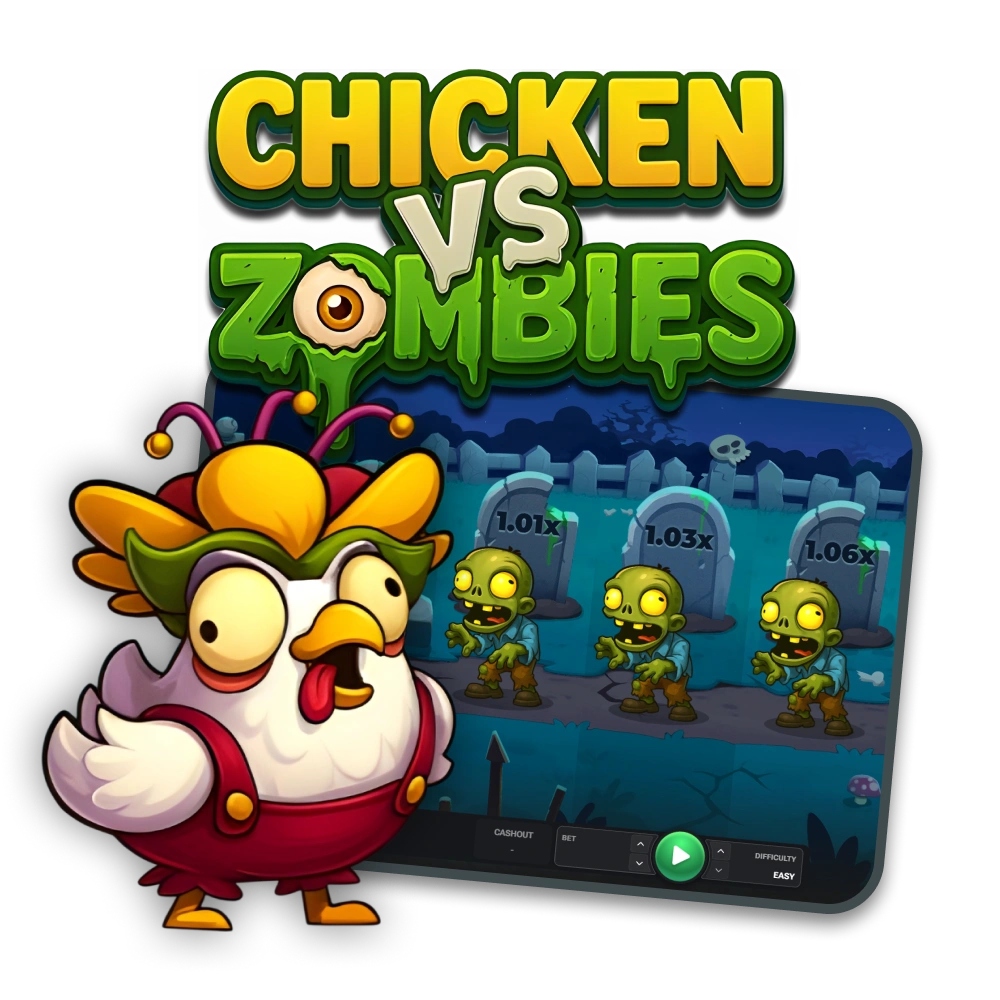 Launch the Chicken vs Zombies game to battle the undead for cash prizes.