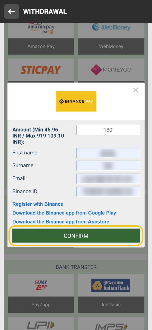 Click the confirm button to finalize the withdrawal of your Chicken Road winnings.
