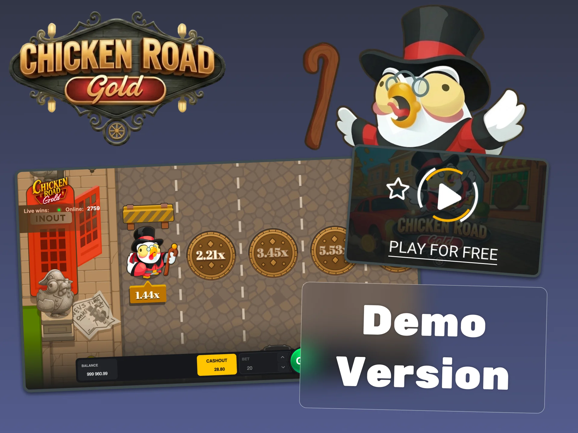 Play the free demo of Chicken Road Gold now.